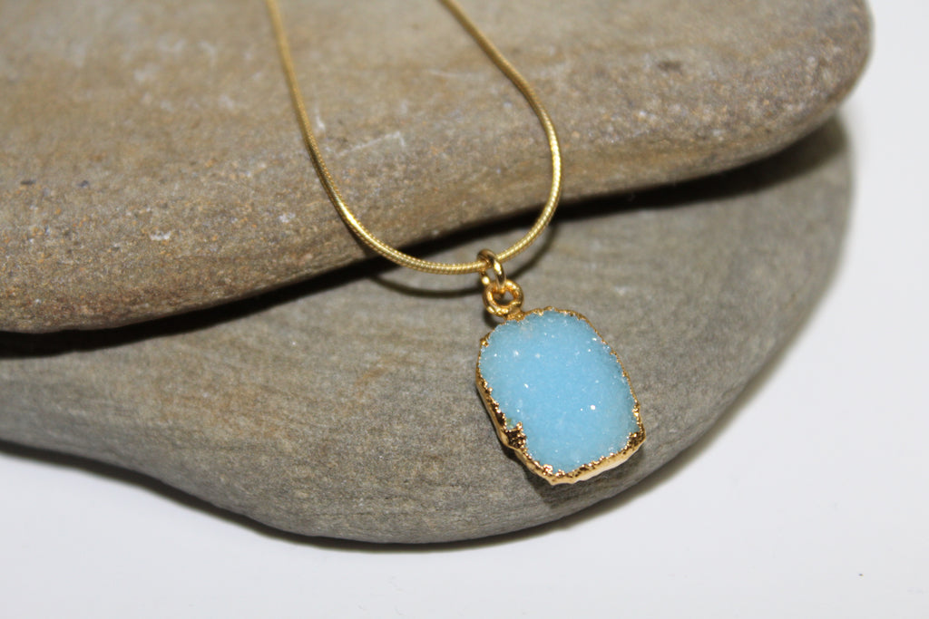 Blue store druzy necklace