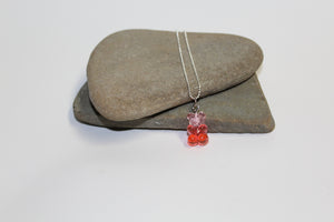 Pink and Red Jelly Bear Necklace