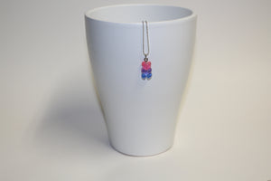 Pink and Dark Blue Jelly Bear Necklace