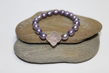 Rose Quartz Flower and Lavender Pearl Bracelet - U Are Unique Jewellery