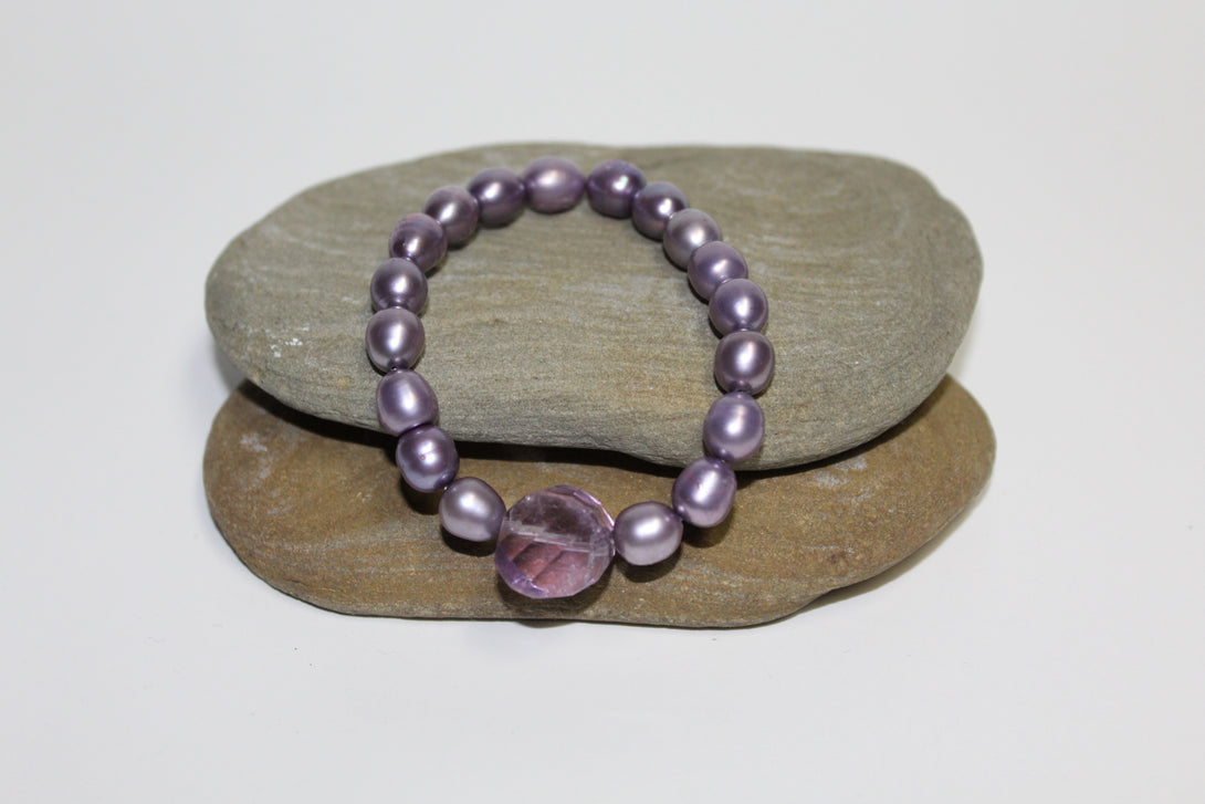 Amethyst Nugget and Lavender Pearl Bracelet - U Are Unique Jewellery