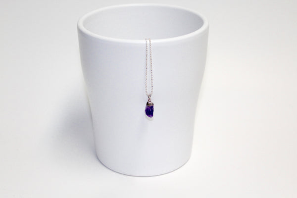 Silver Capped Raw Amethyst Necklace - U Are Unique Jewellery