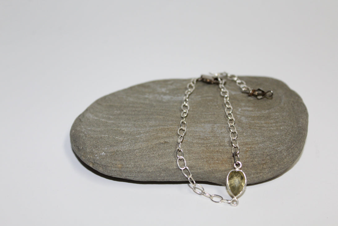 Pear Shaped Bezel Lemon Topaz Adjustable Bracelet - U Are Unique Jewellery