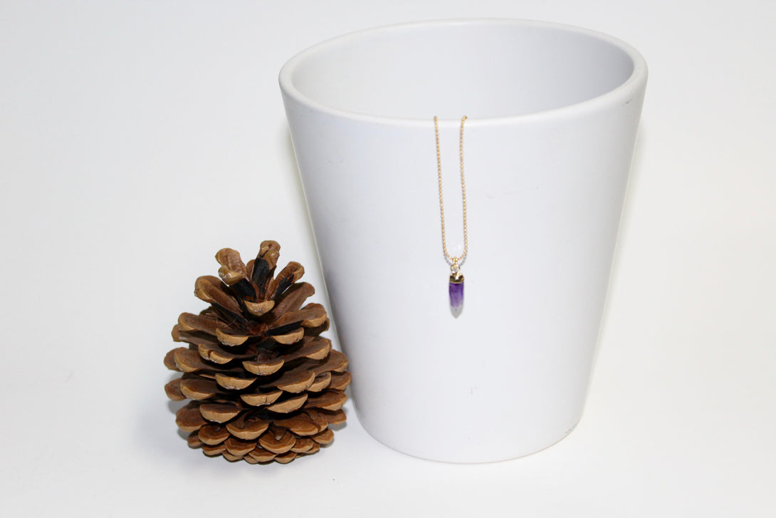 Small Amethyst Nugget Necklace on a 14K Gold Filled Chain